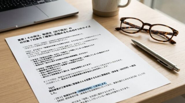 取適法（旧下請法）の対象・対象外を見極める4つのクイズ！その発注は大丈夫？